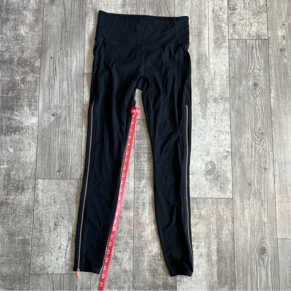 Athleta S High Rise Chaturanga Copper ZIPPER Tight Leggings Small Black Workout